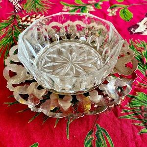 Vintage unique glass bowl with butterfly base